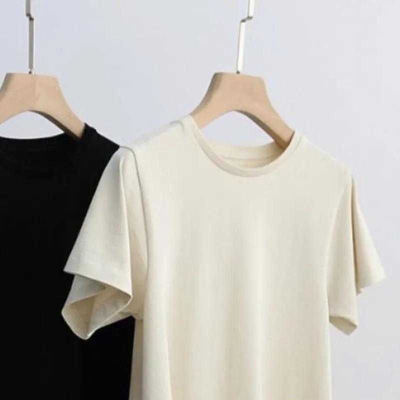Women's Summer Loose-Fit Solid Color Simple Plus Size Short-Sleeve T-Shirt with A-Line Hem and Flare-Out Silhouette for A Flattering Look