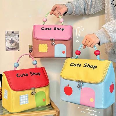 Cute House-Shaped Makeup Bag Large Capacity Skincare Organizer Portable  Waterproof Travel Toiletry Pouch with Soft Handle
