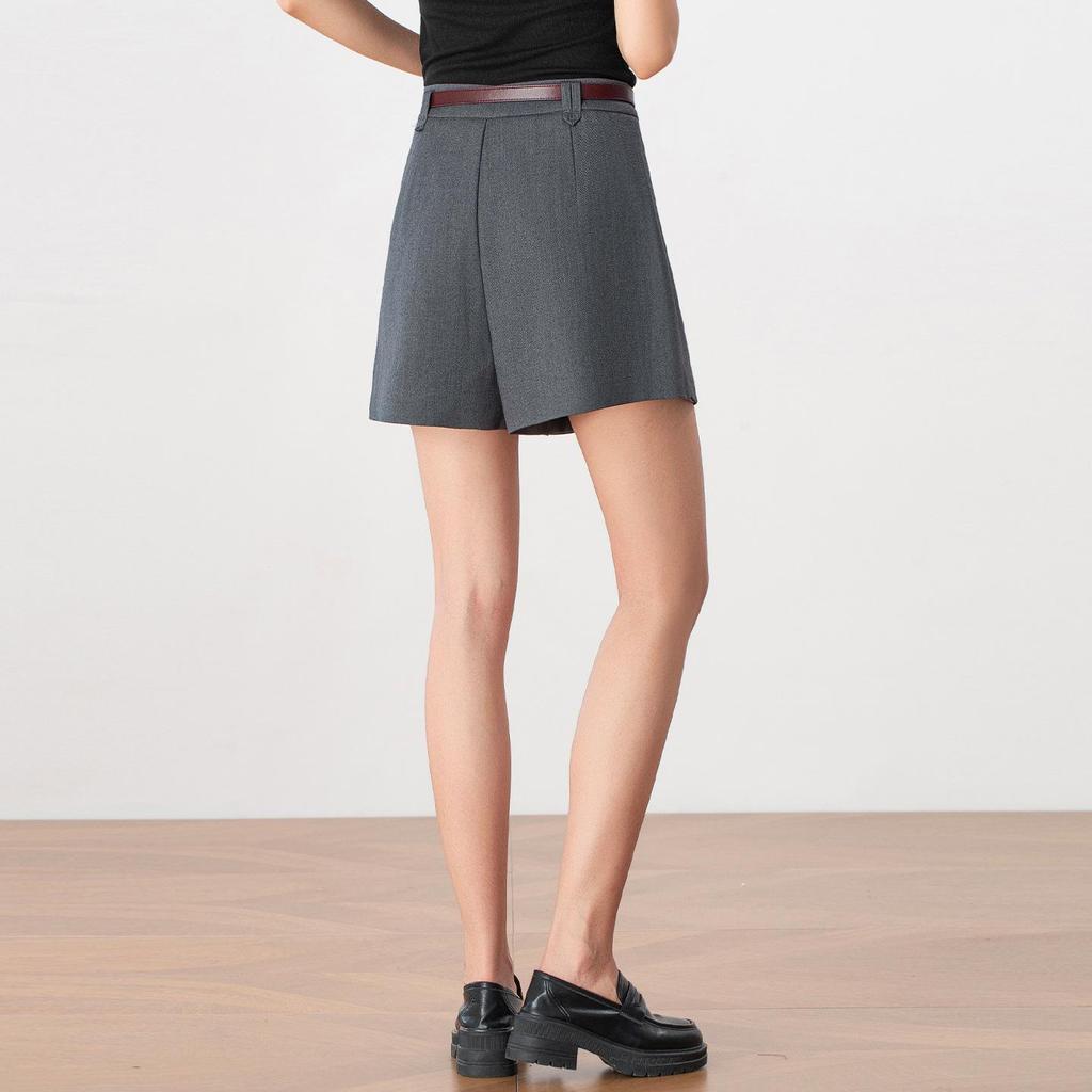 Academy Style Damen High Waist Graue A-Linien Culottes - Schlankmachende Petite Rockshorts für Herbst 2025