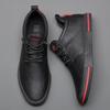 High Quality Leather Fashion All Black Sneakers Men Zapatos Hombre Men Casual Flats Shoes 2024 New