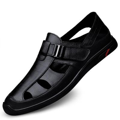 Sommer Neue Echtes Leder Mode Wanderschuhe Männer Sandalen Luxus Marke Mens Fashion Loafers Männlichen Komfortable Aushöhlen Wohnungen