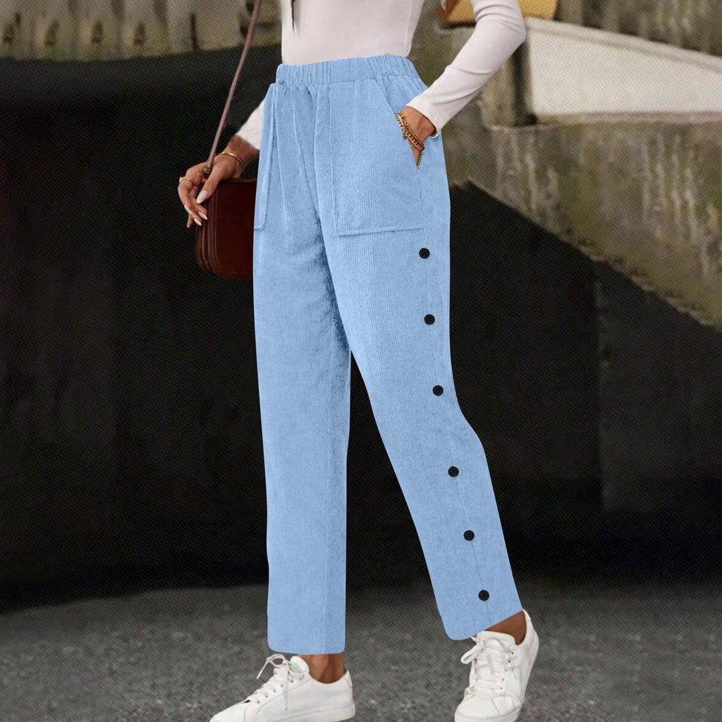 Damen Freizeitmode, Farbe Kordelzug Locker Gerade, Hosen mit Taschen