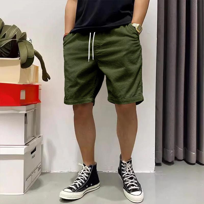 Retro Corduroy Cross-Border Workwear Shorts for Men - Summer American Streetwear Trend
