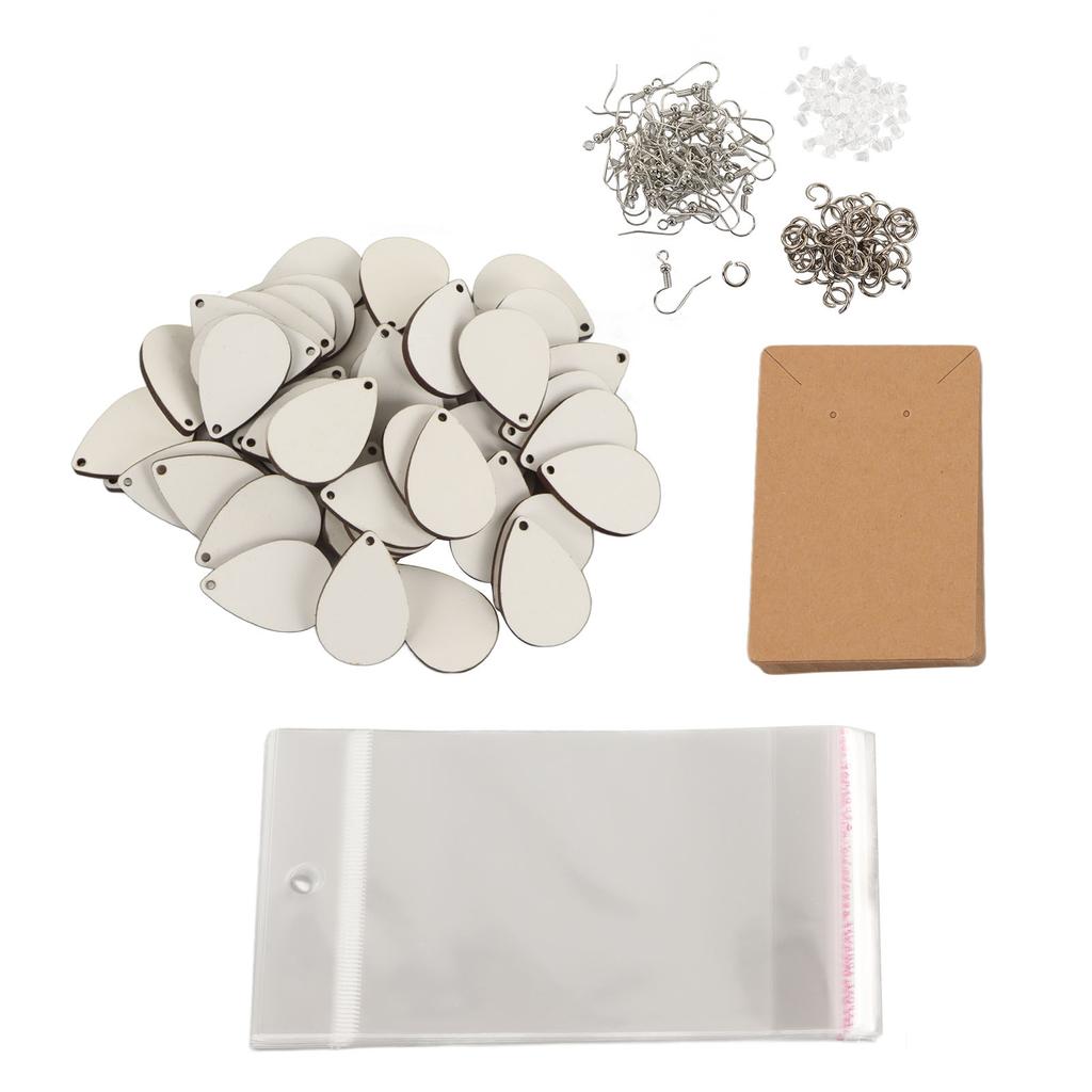 Sublimation Earring Blanks Set 250 Pcs Water Droplets Earring Pendant Ear Hook Cardboard Thermal Transfer Earrings Set