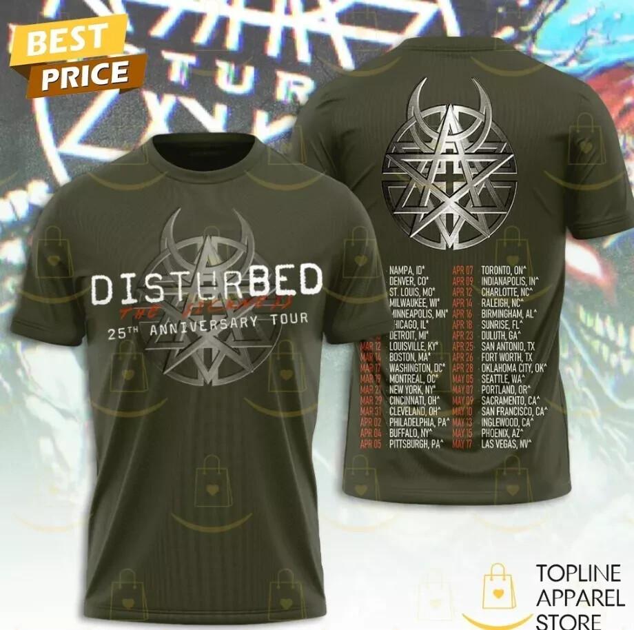 Disturbed 25th Anniversary Tour The Sickness 3D T-Shirt L
