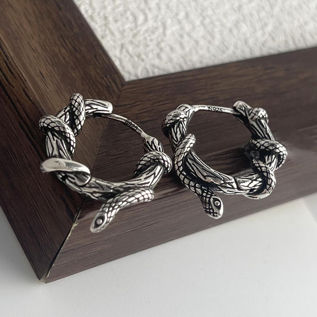 925 Silver Vintage Earrings For Women Simple Snake Shape Earring Jewelry Prevent Allergy Party Accessories Gift