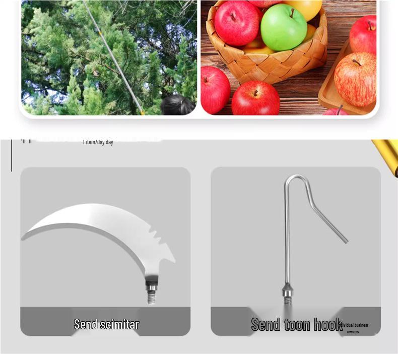 Telescopic Pole for High-Altitude Fruit Picking: Loquat, Mango, Persimmon, Bayberry, Jujube, and Apple Hook