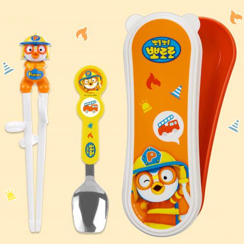 [pororomall] Firefighter Pororo Easy Spoon & Fork Case Set