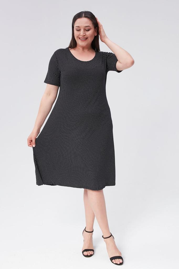 Damska sukienka w dużym rozmiarze z wiskozy, z krótkim rękawem i kwiatowym wzorem