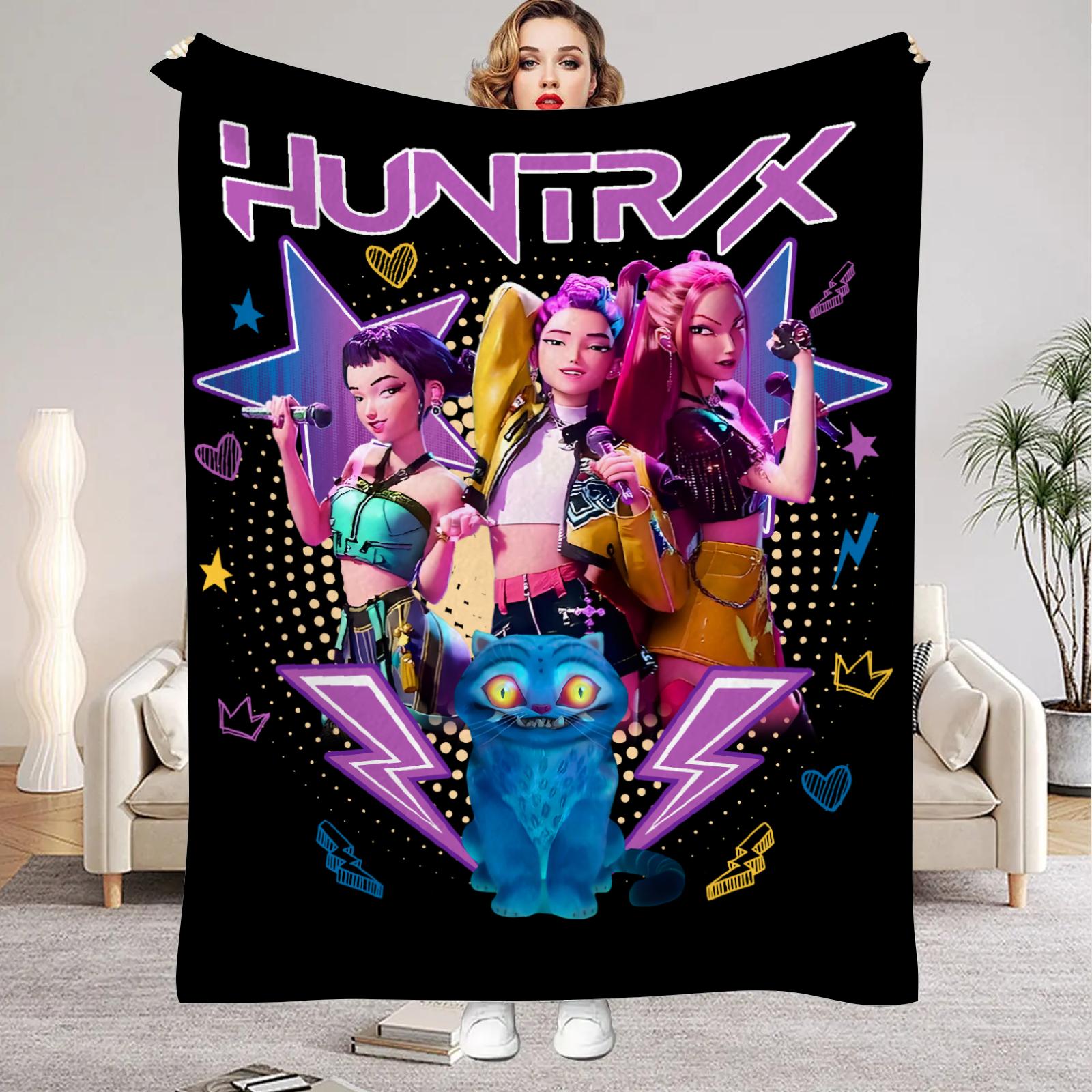

Huntrix Blankets K pop Demon Hunters Zoey Rumi Mira Soft Warm Throw Blanket Winter Kids Couch Bed Fluffy Bedspread 30x40in