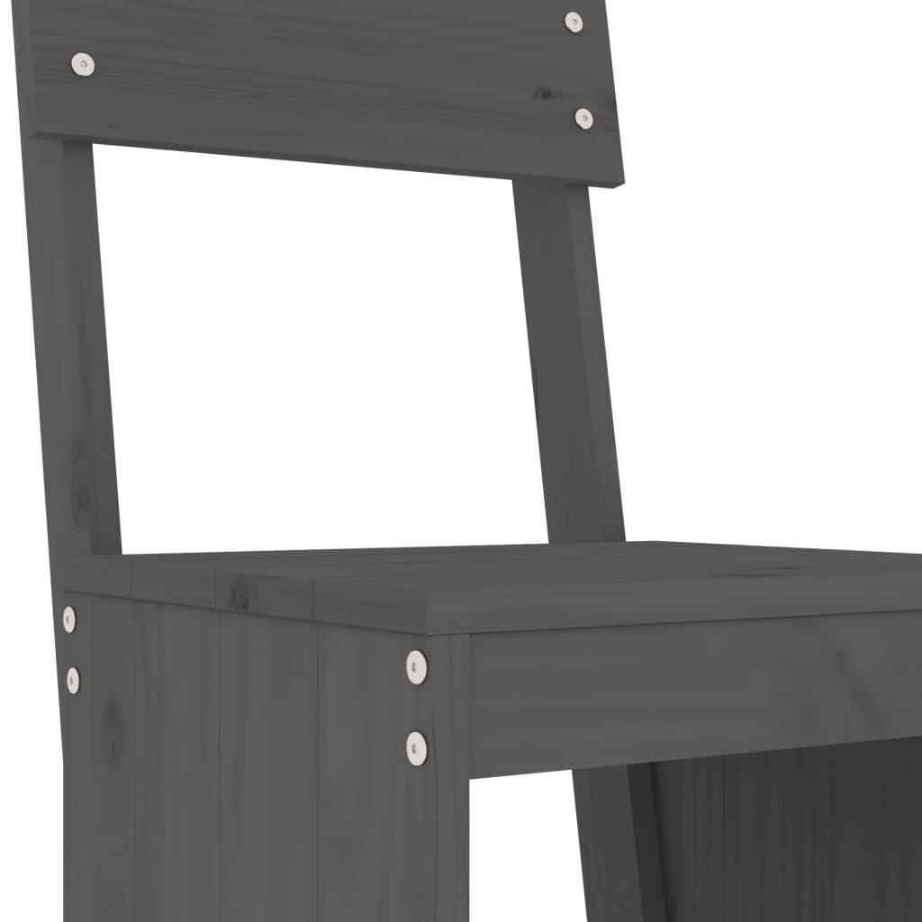 Vidaxl 5-Cz. Garden Bar Furniture Set, Grey, Pine Wood