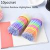 10Pcs/Set 6color ranbow Ink Gel Pen Refill Rod PenHandle School Writing Stationery Gel Ink Pen
