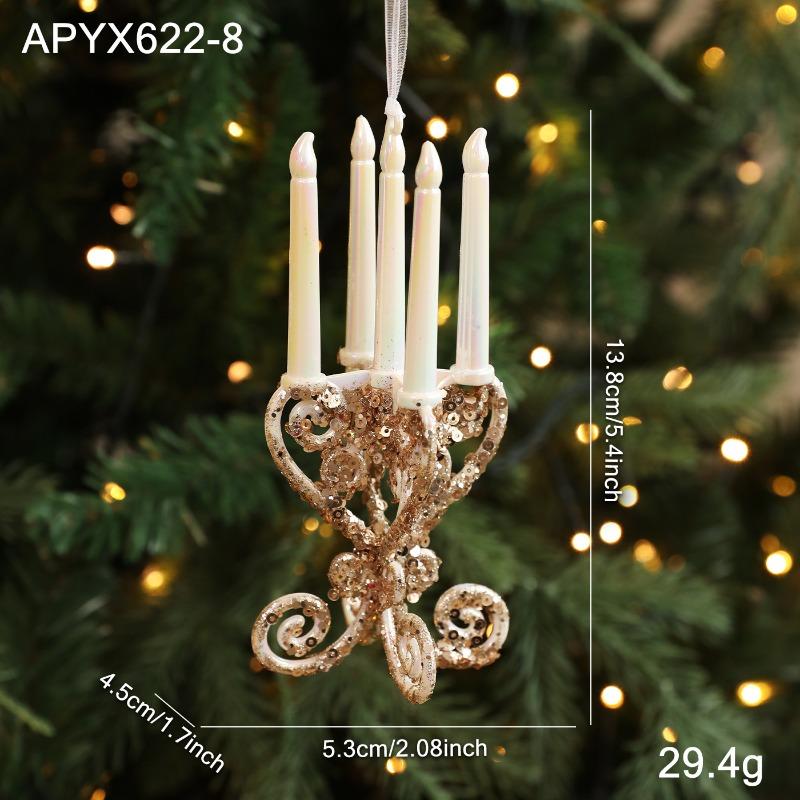 Christmas Ornaments Gold Powder Sleigh Old Man Angel Elk Christmas Tree Pendant Accessories Decoration Atmosphere Decoration Supplies