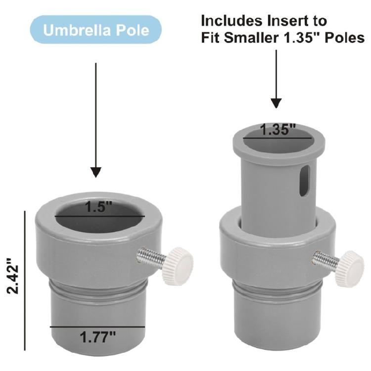 Pool Patio Umbrella Rod Adapter Stabilizer Sleeve Fit 1.35inch Umbrella Rod Ground Pool Umbrella Holder Threaded Hole