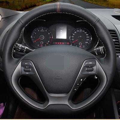 Capa de volante de carro de couro artificial preta para Kia K3 2013 K2 Rio 2015 2016 Ceed Cee'd 2012-2017 Forte Koup Forte5