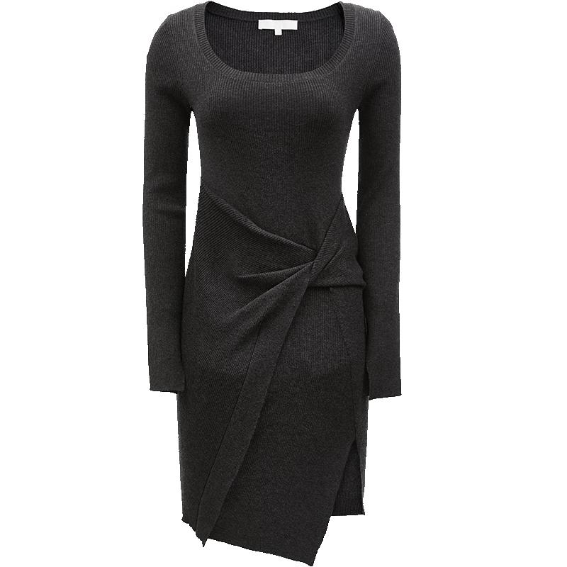 

ONLY Women s Fall 2024 Ribbed Slim-Fit U-Neck Knit Mini Dress M