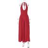 Hot-selling New Solid Color Sexy Deep V Hollow Neck Temperament Pendulum Skirt Edge Dress Women's Clothing