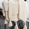 Knitted Throw Blanket Solid Color Tassels Plaid Crib for