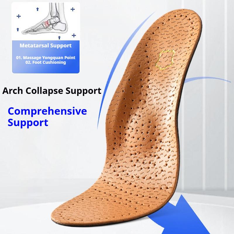 New Breathable Leather Insole Arch Support Orthopedic Insoles Men's and Women's Flatfoot Corrective Insoles