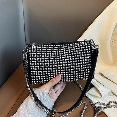 Bolso de noche de lujo con diamantes de imitación para mujer, bolso cruzado con forma cilíndrica y diamantes, bolso de mano de moda para fiesta, bolso de hombro de diseñador para mujer