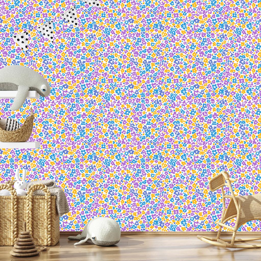 Lavender and Azure Flowers Wallpaper for Living Room and Bedroom 50x1000