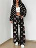 Black Retro Style Explosion Autumn and Winter New European and American Women's Clothing Flower Printing Suit Women