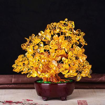 Künstlicher Feng Shui Baum 18cm Glücksbaum Bonsai Wohlstand Glücksgeld Baum Büro
