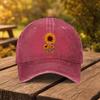 Sunflower Print Washed Cotton Baseball Cap Adjustable Casual Outdoor Sun Hat