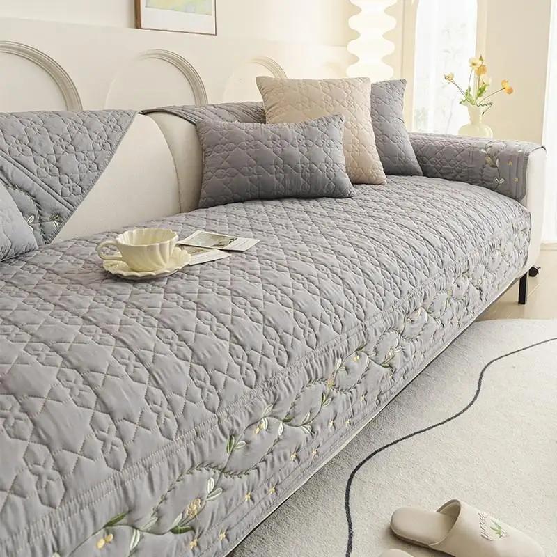 1pcs Simple Washed Cotton living room sofas Mat Four Season Universal  Non-slip Dustproof Couch blankets Protector Cushion