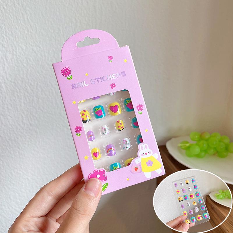 Removable Cute Cartoon Nail Stickers for Little Girls - Self-Adhesive Jelly Glue Princess Nail Art