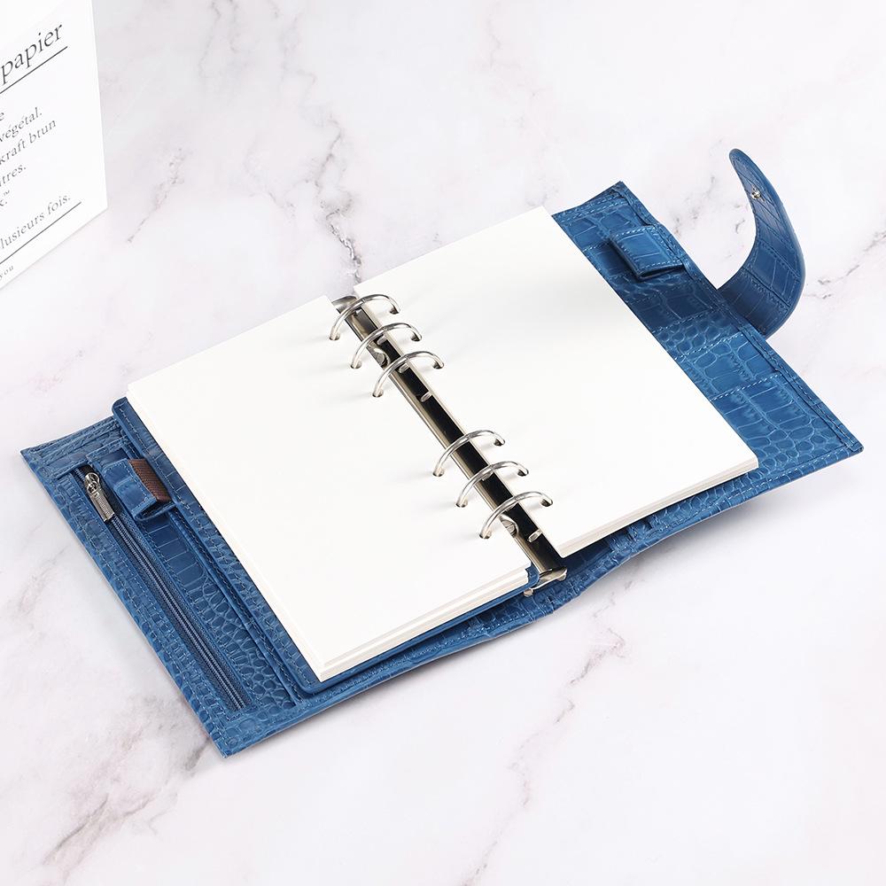 Portable Crocodile Pattern Leather Notebook with Card & Cash Slots