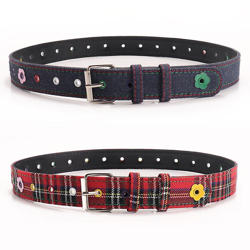 Hip Hop Inspired Patterned Faux Leather Waist Belt With Pin Closure For Streetwear