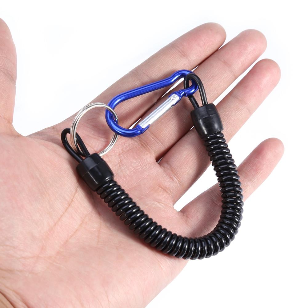 5Pcs Elastic Fishing Rope Boating Lanyards With Camping Carabiner Buckle Secure Lock Blue