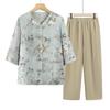 Stylish Chinese Summer Suit: Short-Sleeve Shirt for Middle-Aged & Elderly Women