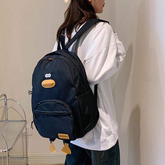 Cute Duck Backpack Teens Nylon School Bag Large Capacity Duck Daypack with Adjustable Strap for Students Travel Daily Outing Street