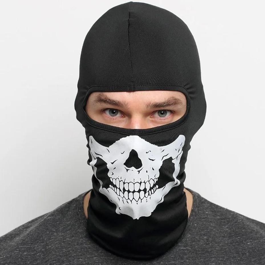 

Multifunctional Skeleton Ghost Skull Motorcycle Face Mask Bandana Halloween Polyester Winter Caps Keep Warm Mask Bike For Adult чорний