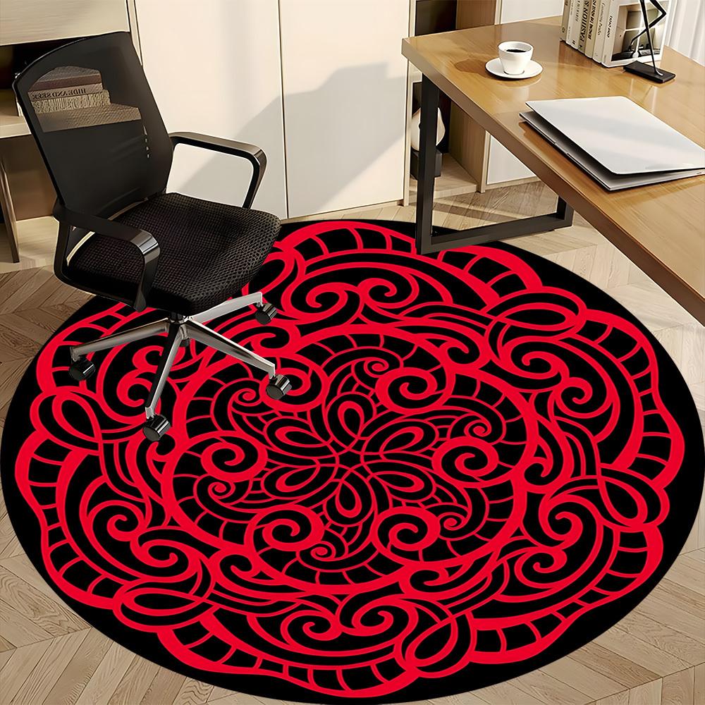 1pc Circular Pattern Design Carpet, Round Non Slip Durable Large Size Office Carpet, Suitable for Office