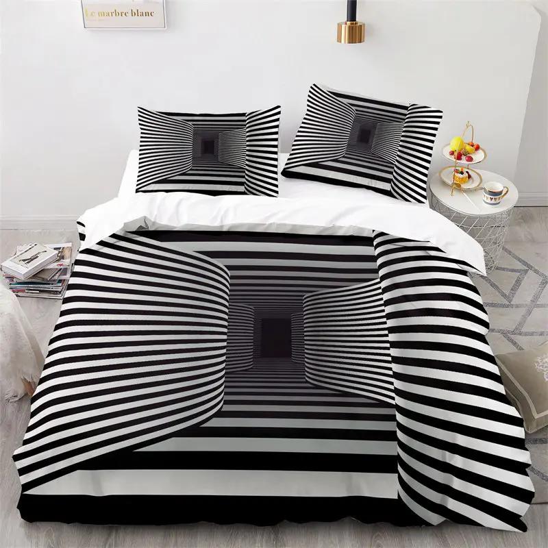 Spiral Swirl Bedding Set Psychedelic Bohemian Stylish Trippy Pattern Comforter Cover King Queen Mandala Geometric Duvet Cover