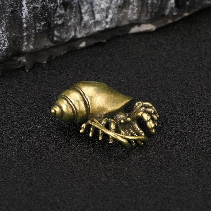 Figurine de crab pustnic din alamă de epocă Statui de animale de mare Ornamente de birou Decoratiuni de birou Artizanat lucrat manual Accesorii Cadouri