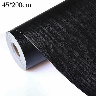 45x200cm Schwarze Holzmaserung Verdickende Tapetenfolie Möbel Küche Vinyl Tapeten Schrank Tische DIY Renovierung Tapete