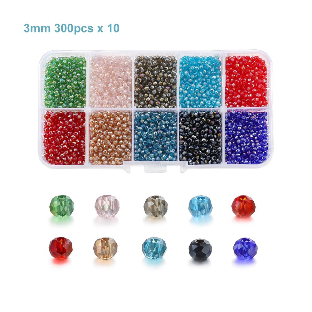 Box Set Faceted Glass Bicone Beads Set Czech Crystal Austria Seed Charm Glass Bead Loose Spacer Beads for Jewelry making DIY