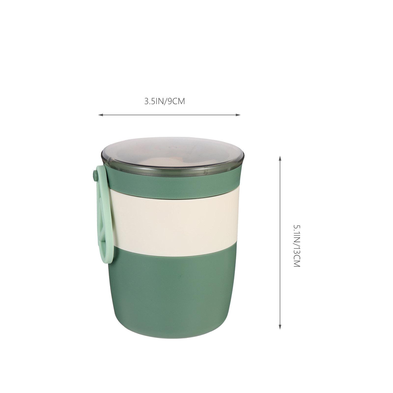 

1Set Sturdy Insulated Breakfast Cup Lightweight Thermal Porridge Cup Leak-Proof Bento Box Overnight Oatmeal Container Office зелёный