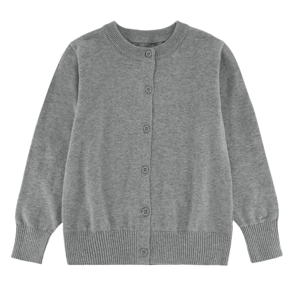 Enfants Boys and Long Crew School Cold Solid School Size 150 Chéris Children's Cardigan, Girls, Knit, Sleeve, 100% Cotton, Neck, Kids' Sweater, Coat,