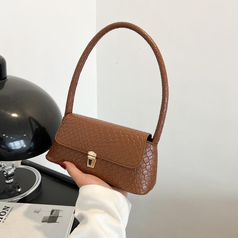 Summer New Shoulder Bag Casual Simple Woven Pattern Underarm Bag Trendy Texture Small Square Bag Women