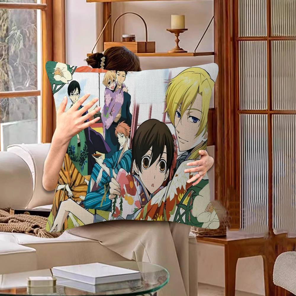 Anime Ouran High School Host Club Personalized Picture Text Home Decorative Pillows Household Gifts 45x45cm