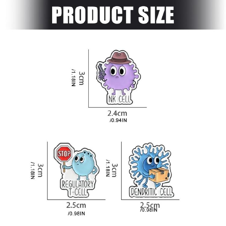 Elegant Scientific Brooch Lapel Badge Eye Catching Immune Cell Enamel Pin Suitable For Casual And Formal Attire