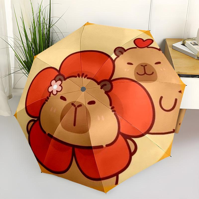 1pc Flower Capybara Automatic Open/Close Umbrella, Folding Compact Umbrella with Lightweight Design for Women/Men yy251011052