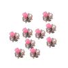 10 sztuk różowy kwiat róży sztuczna perła Decor brokat Rhinestone DIY naklejki artystyczne do paznokci