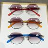 Metal Rimless Presbyopia Glasses Men's and Women's Fashionable Round Frame Outdoor Sports Sun Protection Reading Glasses