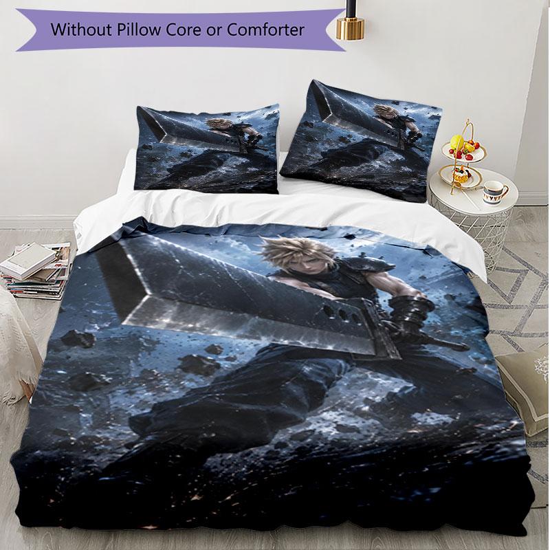 3pcs Duvet Cover Set (1*Duvet Cover + 2*Pillowcase, Without Core), Final Fantasy Print Soft All‑Season Bedding Set, Home Bedroom Decor Gift